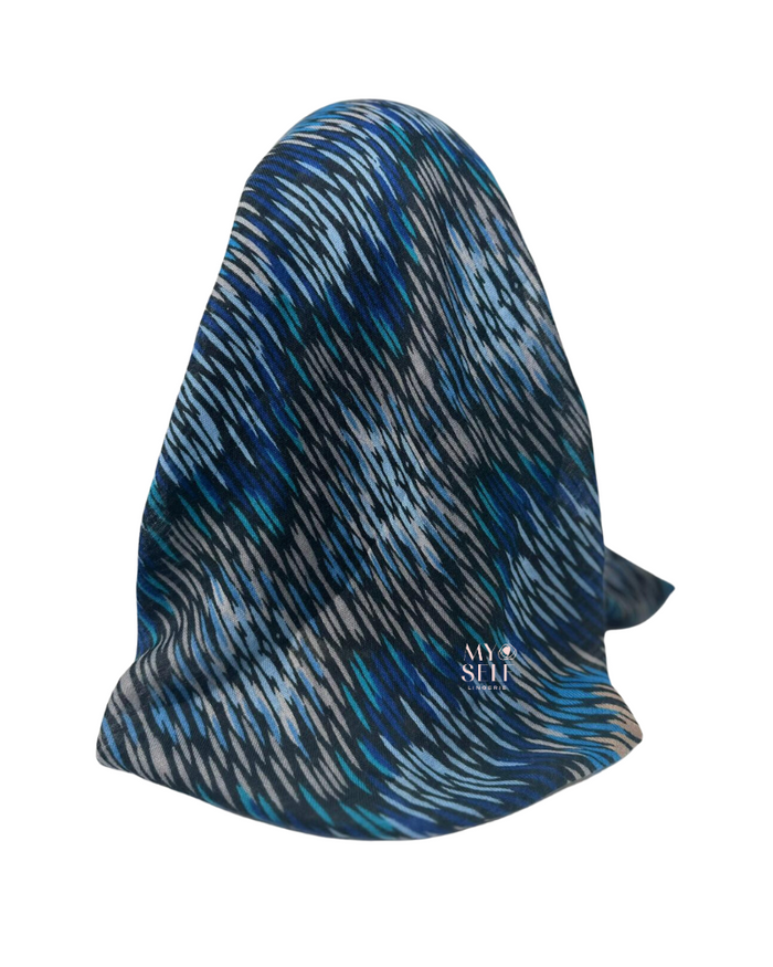 Cherie SP271BL Blue Multi Design Pre-Tied Open Back Bandanna myselflingerie.com