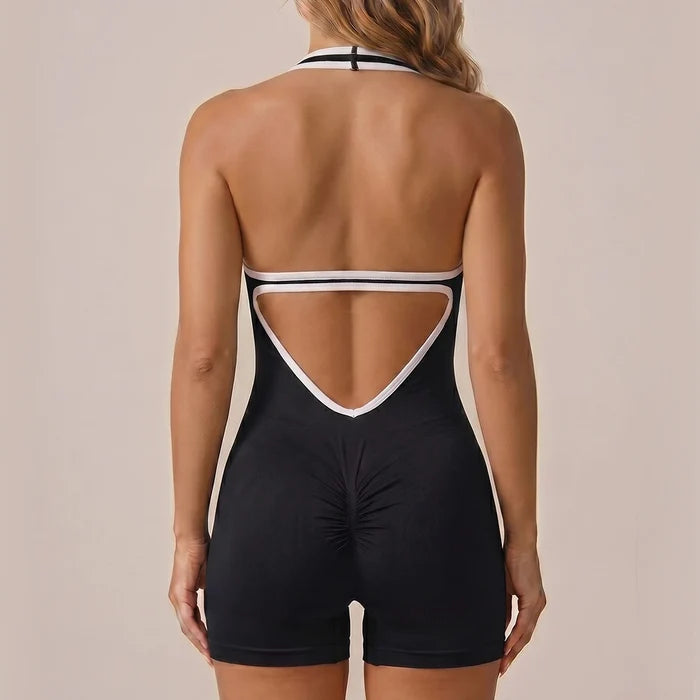 SPARK Seamless Women’s Sexy V Neck Contrast Color Yoga Jumpsuit YB2694