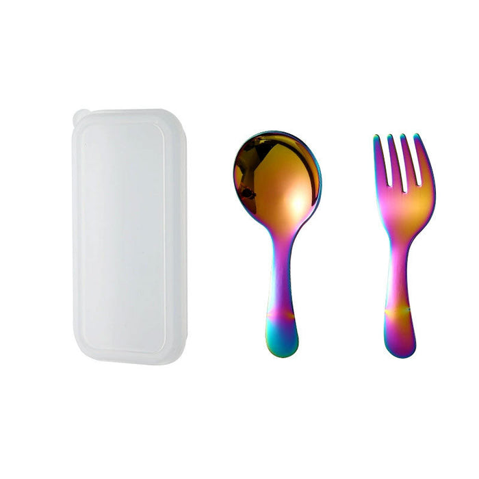 White storage box with colorful cutlery
