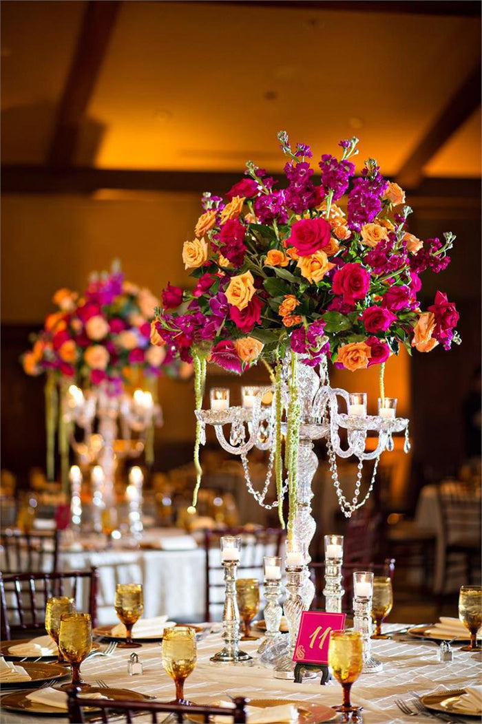 Stunning Candelabra Candlestick Crystal Candle Holder Wedding Centerpiece - 35" Tall