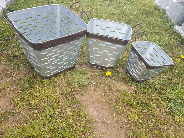 Tin - Galvanized Square Bucket-Jantiques LLC.