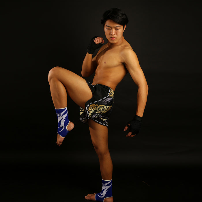 TUFF Muay Thai Boxing Shorts Retro Style The King Of Naga Black