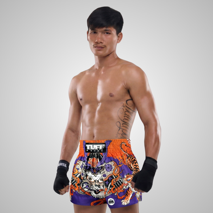 TUFFPAYAK Muay Thai Shorts Boxing Trunks Traditional Style (TPY-MS008-PUR)