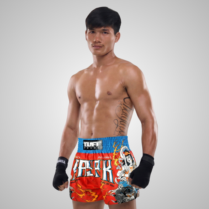 TUFFPAYAK Muay Thai Shorts Boxing Trunks Traditional Style (TPY-MS009-RED)