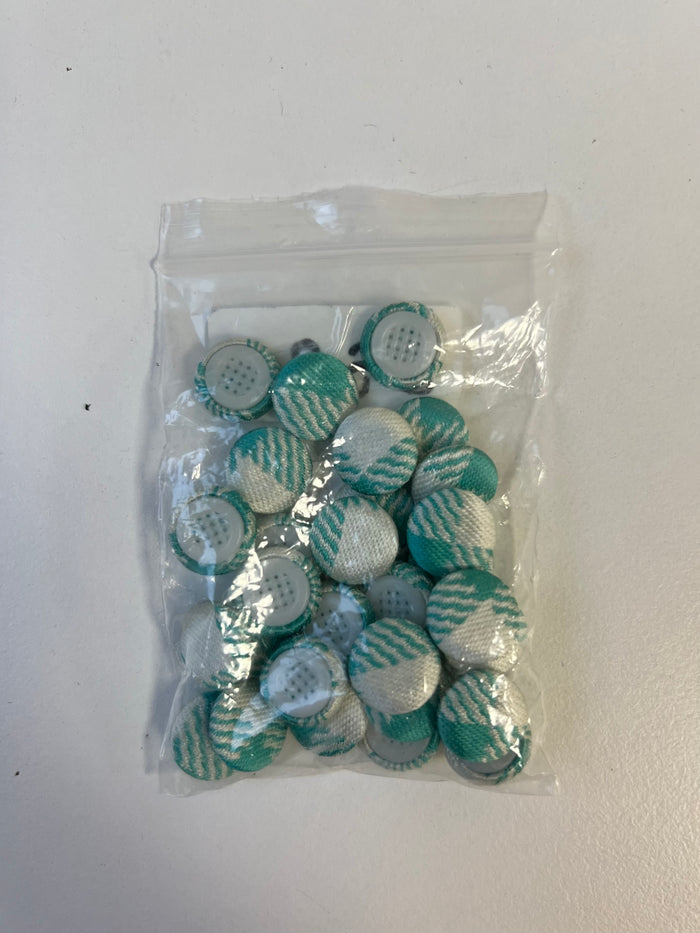Turquoise Check Fabric Covered Buttons 13mm x30