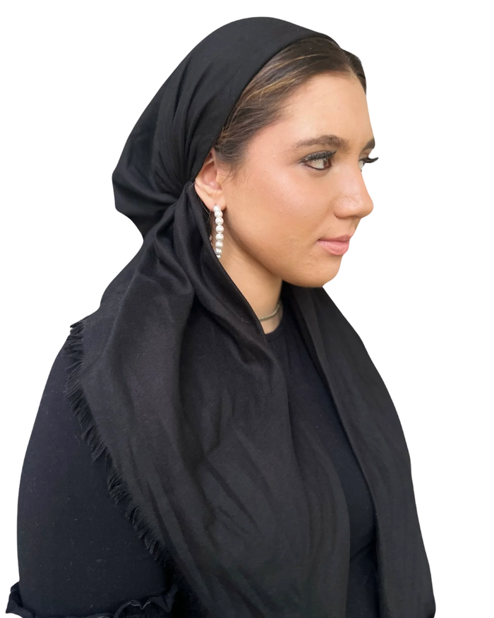 TYED Solid Black Adjustable Pre-tied Bandanna with Velvet Grip Myselflingerie.com