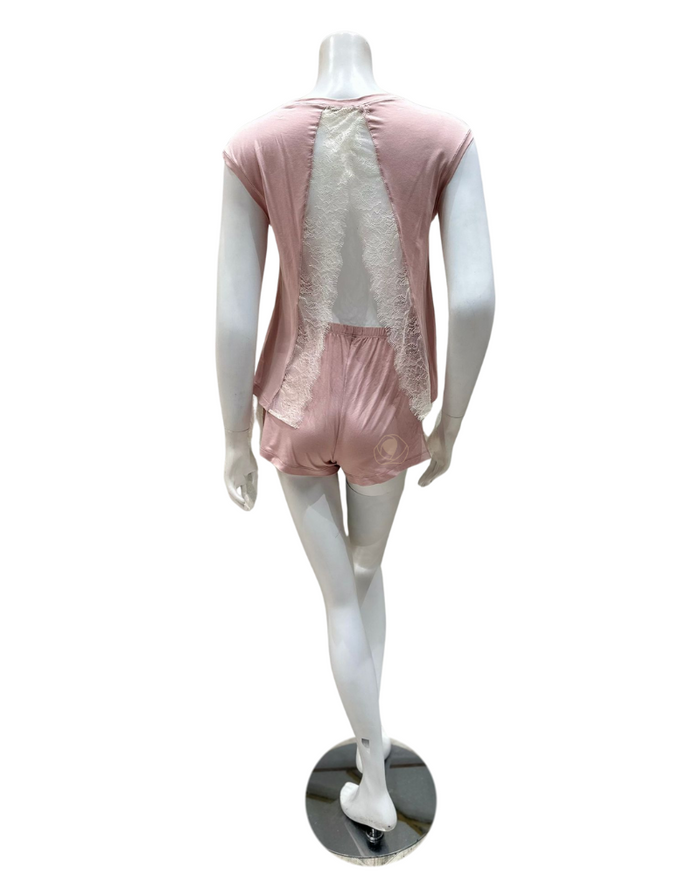 Vanilla Night and Day Dusty Pink Open Back Modal Pajamas Shorts Set Myselflingerie.com