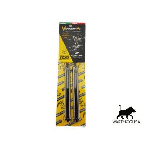 Warthog V-Sharp A4 medium and coarse diamond sharpening stones in yellow and black retail packaging.