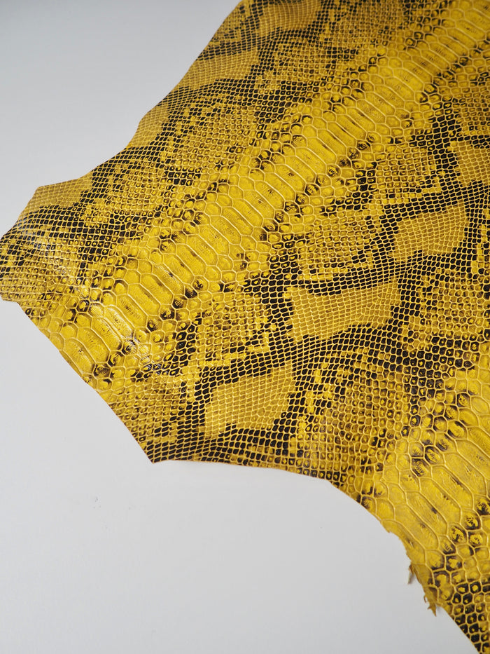 Yellow Embossed Python Lambskin