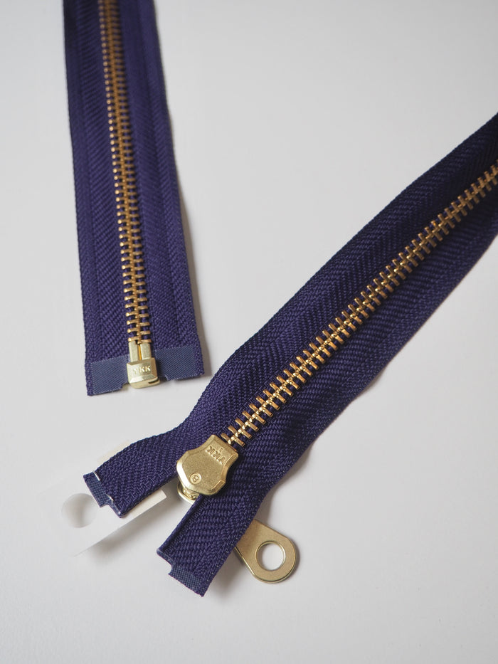 YKK Purple/Gold Open-Ended Chunky Metal Teeth Zips