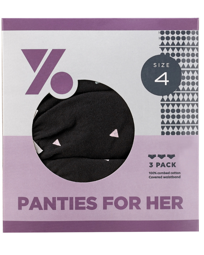 Young Berry 7321 Black Triangle Cotton Panties 3pk myselflingerie.com