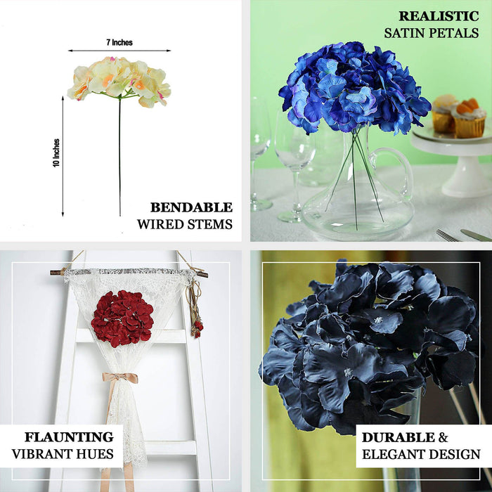 10 Pack - Cream Artificial Hydrangeas Head and Wire Stems - DIY Dual Tone Hydrangea Flower Arrangements