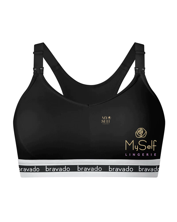 Bravado 1016BA Black Cotton Wire Free Nursing Bra (Cups H-J) myselflingerie.com