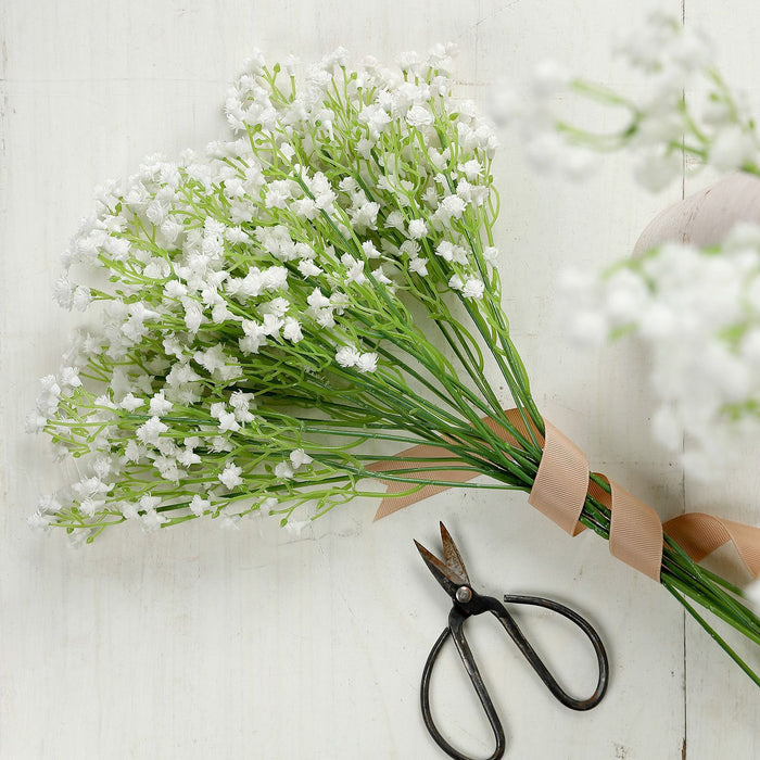 White Babys Breath Artificial Flowers, Gypsophila Real Touch Silk Flowers Stem