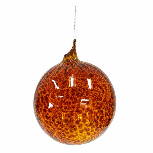 120mm bronze glass ball ornament with a spiral leopard print pattern for holiday tree decorating.