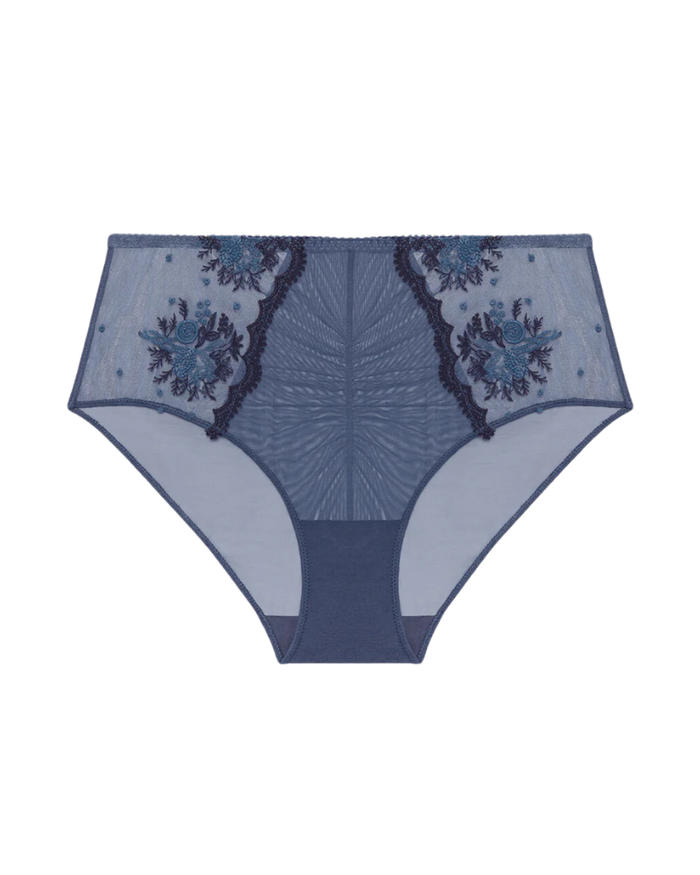 Simone Perele 1E2770 Cinder Blue Intrigue Sheer Retro Brief Myselflingerie.com