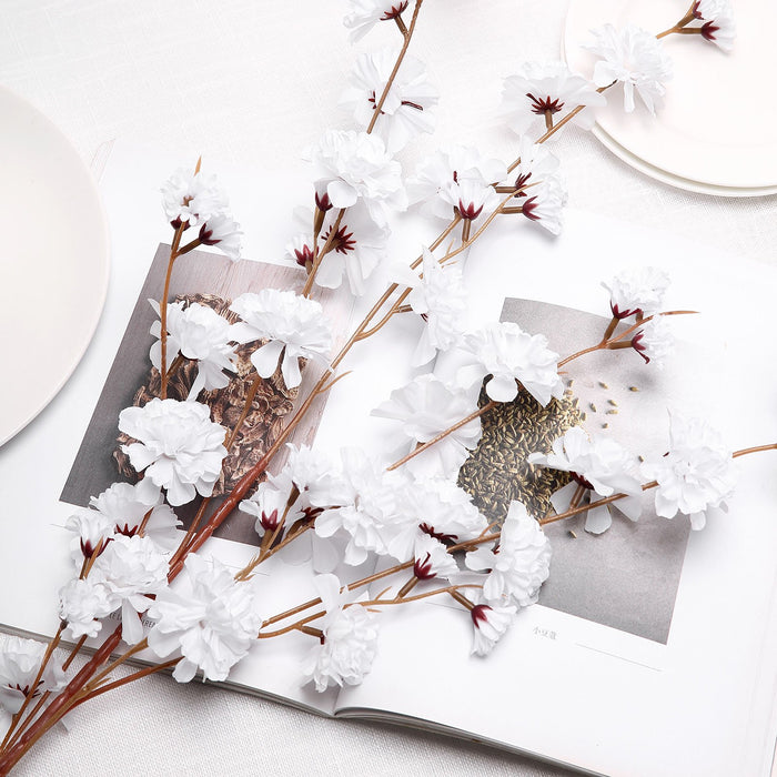 2 Branches | 42inch White Carnation Flower Spray, Silk Flower Bouquet