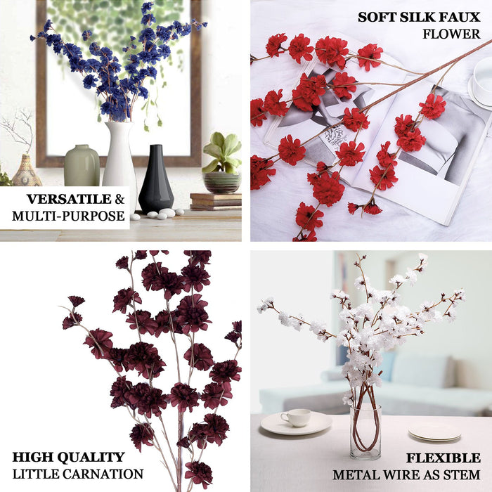 2 Branches | 42inch White Carnation Flower Spray, Silk Flower Bouquet