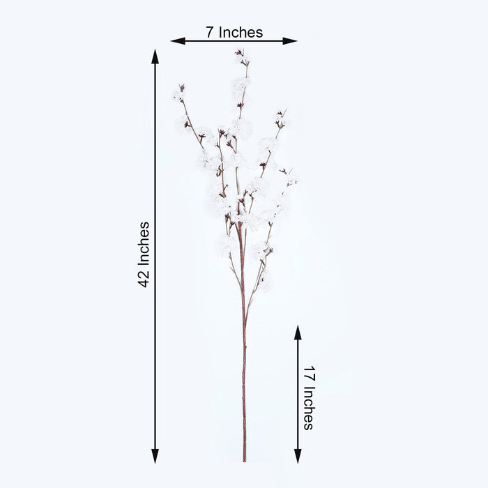 2 Branches | 42inch White Carnation Flower Spray, Silk Flower Bouquet
