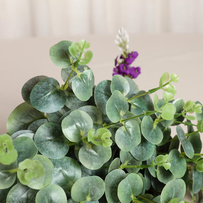 2 Bushes | 19'' Tall Frosted Green Artificial Eucalyptus Sprays#whtbkgd