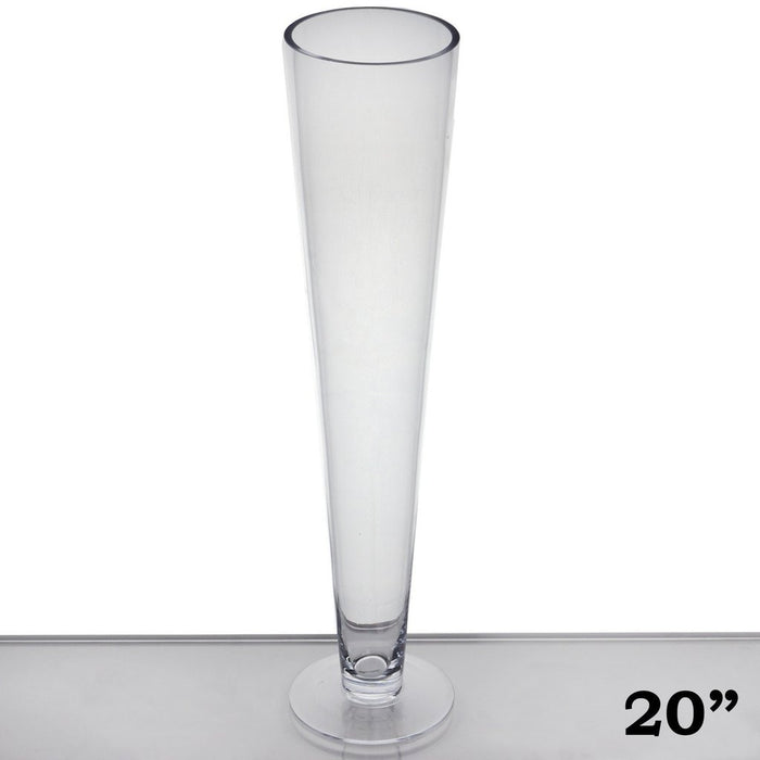 20" Tall Trumpet Heavy Duty Glass Centerpiece Vase Wedding Party Decoration - Clear - 12/Set