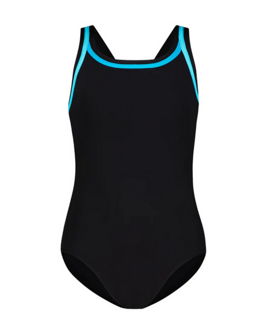 22FL040 Black/Aqua Black Teen Bathing Suit Removable Cups