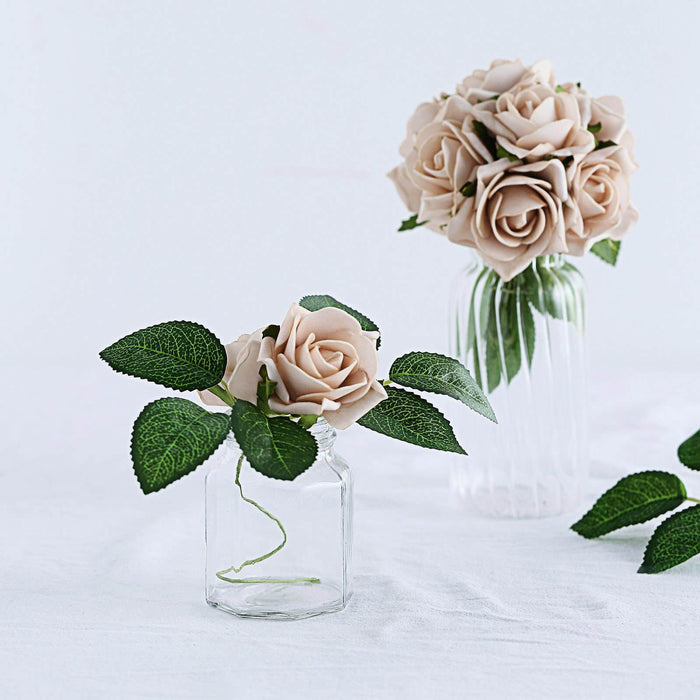 24 Roses | 2inch Artificial Foam Rose With Stem And Leaves - 16 Colors