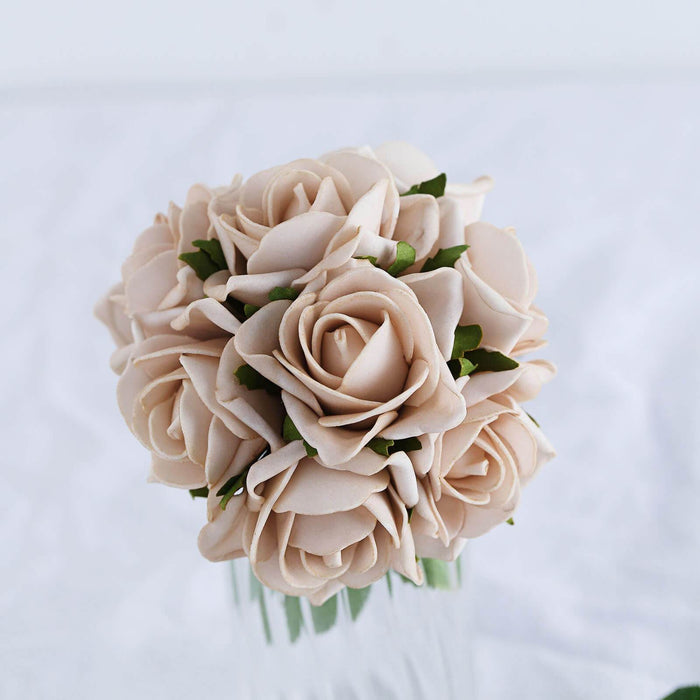 24 Roses | 2inch Artificial Foam Rose With Stem And Leaves - 16 Colors