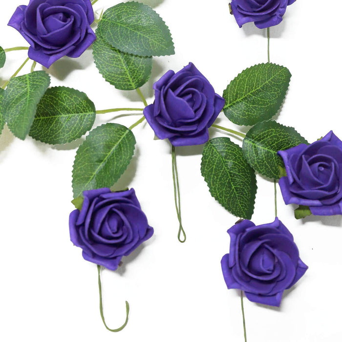 24 Roses | 2inch Artificial Foam Rose With Stem And Leaves - 16 Colors