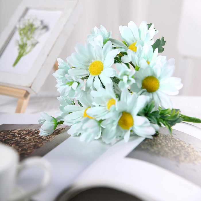 4 Pack | 11inch Artificial Daisy Flower Bushes, Silk Flowers For Vases - Blue | eFavorMart