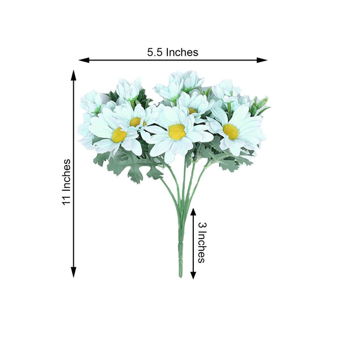 4 Pack | 11" Baby Blue Artificial Daisy Flower Bushes Silk Flowers Bouquet