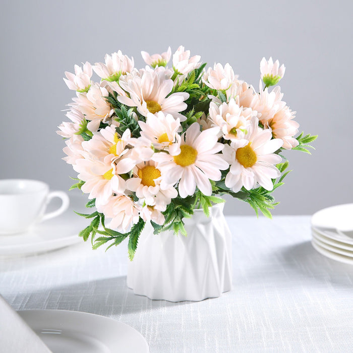 4 Pack | 11inch Artificial Daisy Flower Bushes, Silk Flowers For Vases - Rose Gold/Blush