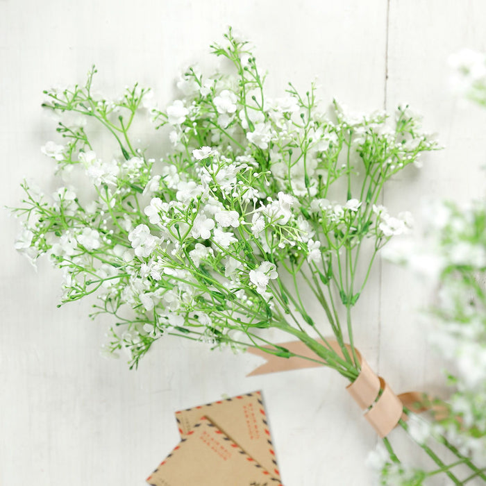 4 Pack | 27 Inch | White Babys Breath Artificial Flowers, Gypsophila Real Touch Silk Flowers Stem
