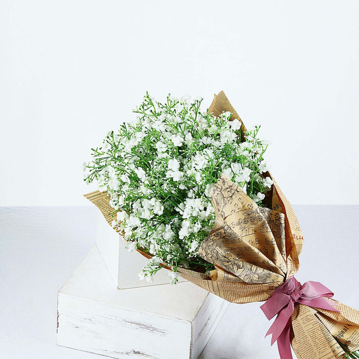 4 Pack | 27 Inch | White Babys Breath Artificial Flowers, Gypsophila Real Touch Silk Flowers Stem