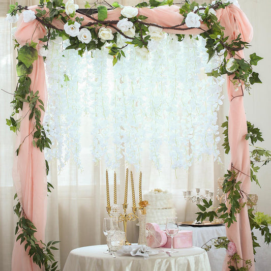 4 Ft White Artificial Wisteria Vine Hanging Garland