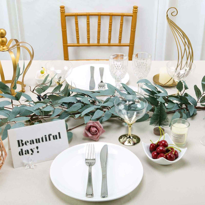 5 FT | Real Touch Willow Frosted Green Leaves Artificial Garland Vines