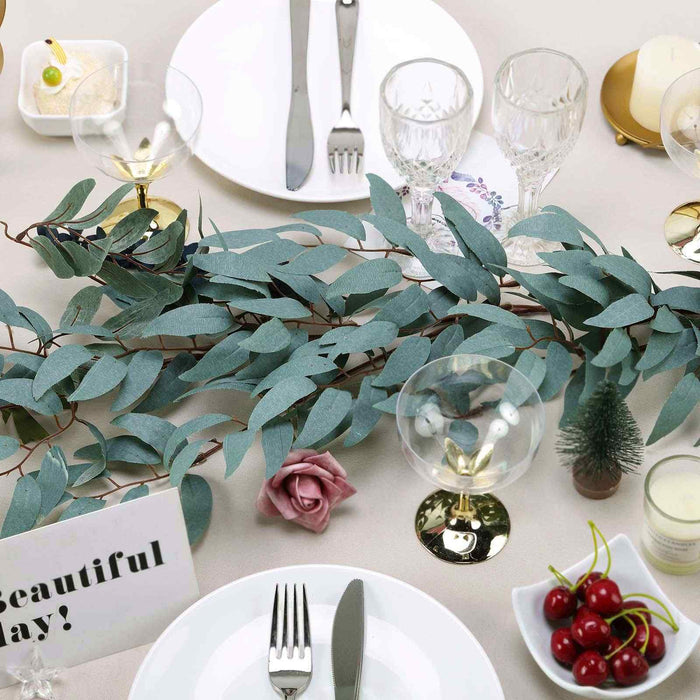 5 FT | Real Touch Willow Frosted Green Leaves Artificial Garland Vines