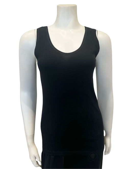 Cotton Touch 500 Black Cotton Sleeveless Wide Straps Undershirt myselflingerie.com