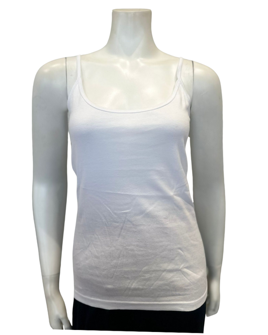 Cotton Touch 510 White Cotton Sleeveless Camisole Undershirt myselflingerie