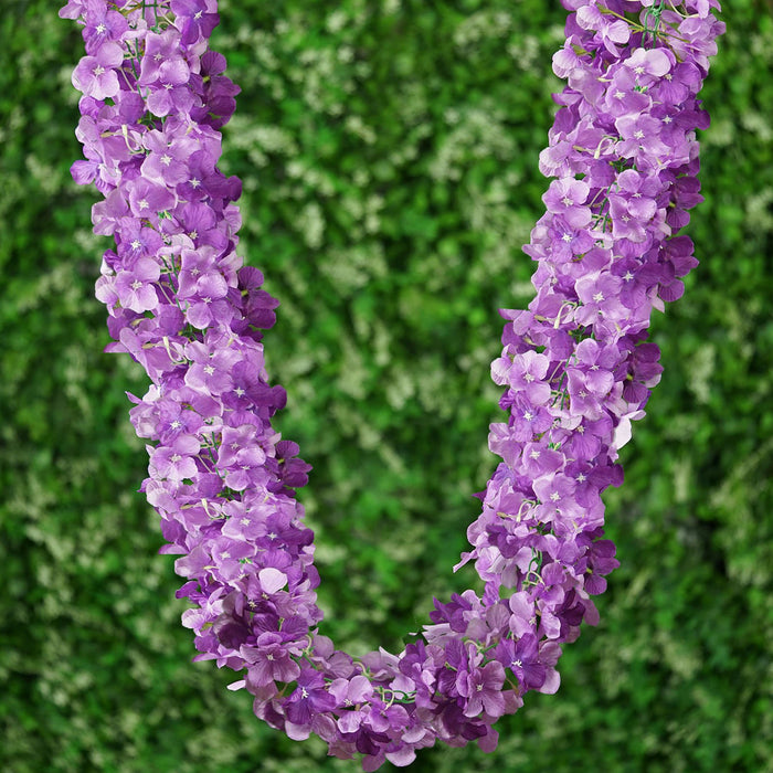 7 FT Purple Silk Hydrangea Artificial Flower Garland