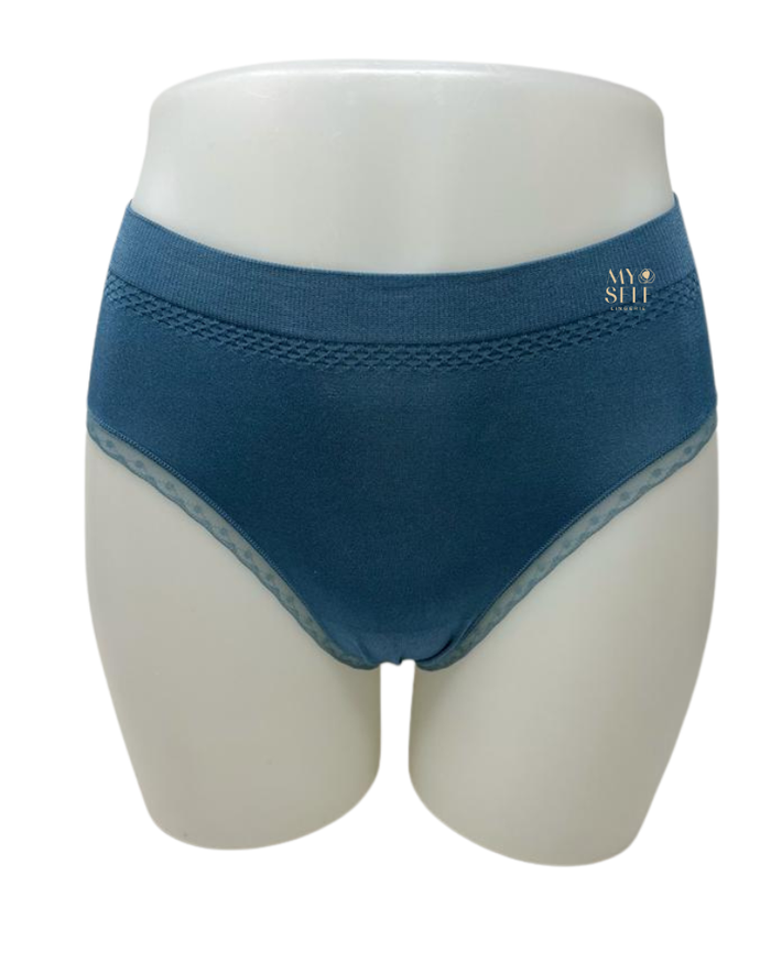Wacoal 871374 Bluestone B-Smooth Seamless Hi Cut Brief with Lace myselflingerie.com