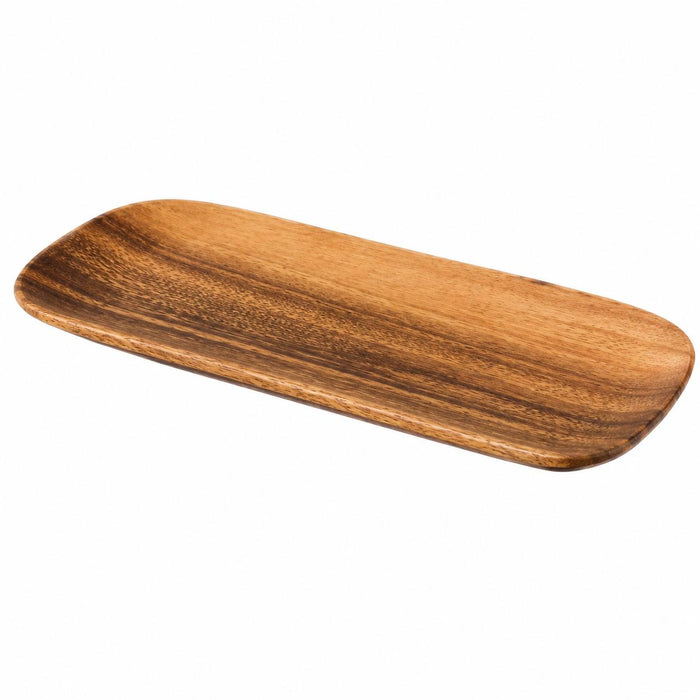 Handcrafted 16-inch oval serving tray made from solid acacia wood with a rich, natural grain pattern.