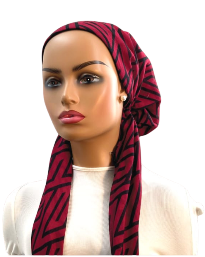 Ahead P2434-25 Black Cherry Cyber Classic Fit Pre-Tied Bandanna Myselflingerie.com