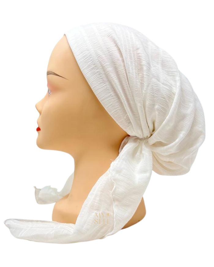 Ahead 22PHX4226 Bright White Tiered Lined Pre-Tied Bandanna myselflingerie.com