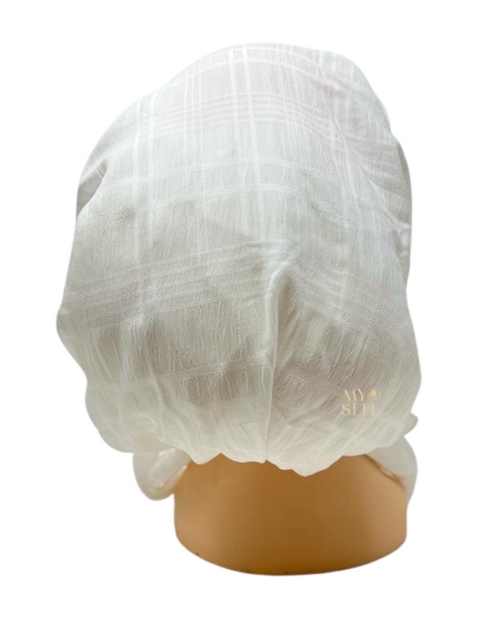 Ahead 22PHX4226 Bright White Tiered Lined Pre-Tied Bandanna myselflingerie.com