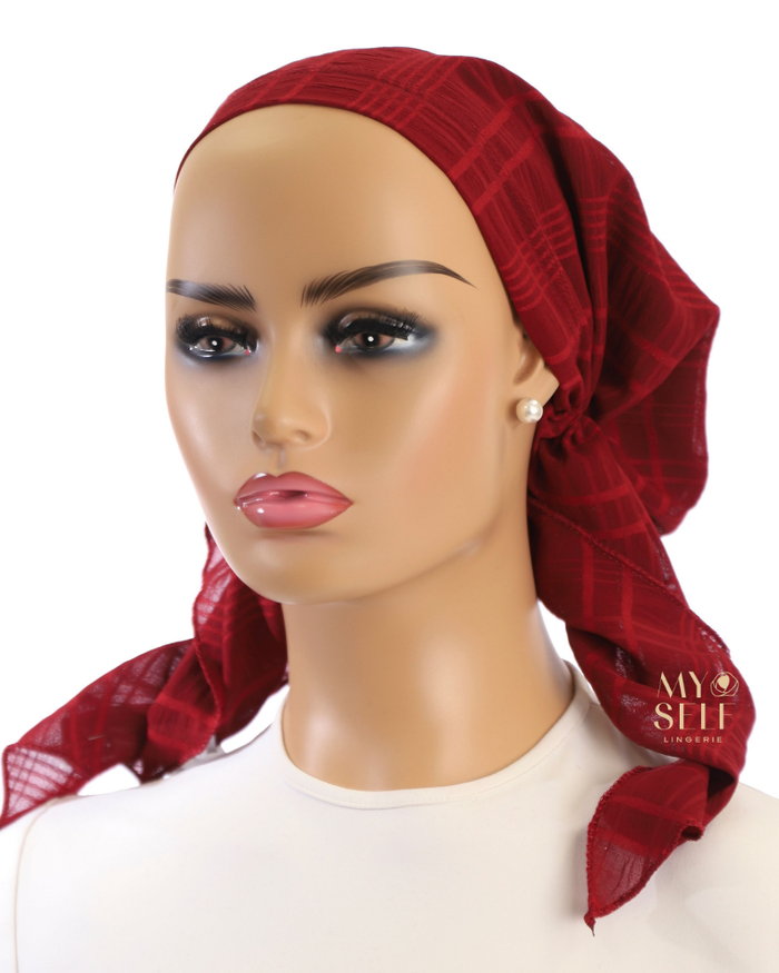 Ahead 22PHX4226 Burgundy Tiered Lined Pre-Tied Bandanna myselflingerie.com