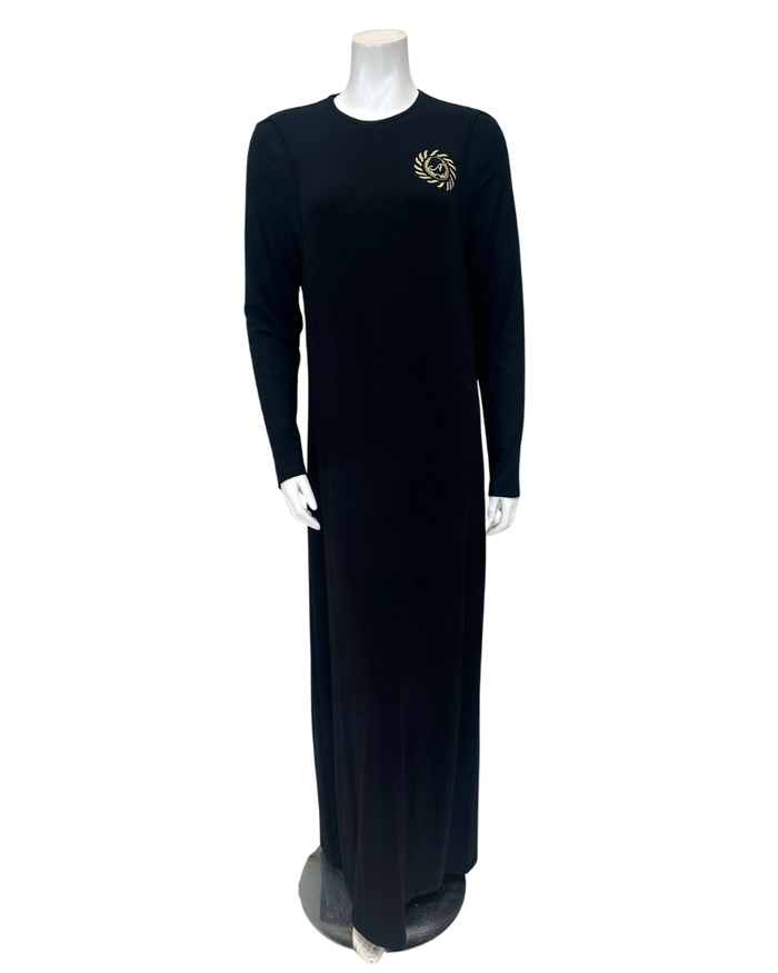Angelice S-7413 Black Logo Ribbed Modal Coverall Nursing Nightgown Myselflingerie.com