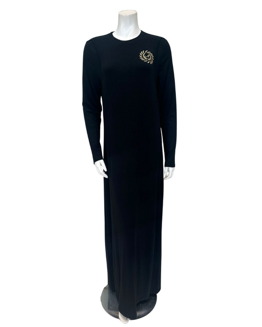 Angelice S-7413 Black Logo Ribbed Modal Coverall Nursing Nightgown Myselflingerie.com