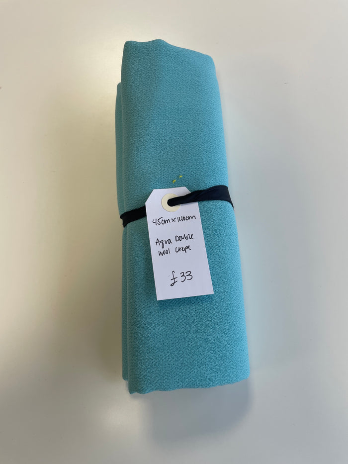 Aqua Double Wool Crepe Remnant
