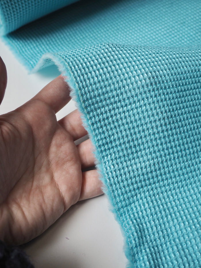 Aquamarine Wool/Silk Honeycomb Jacquard